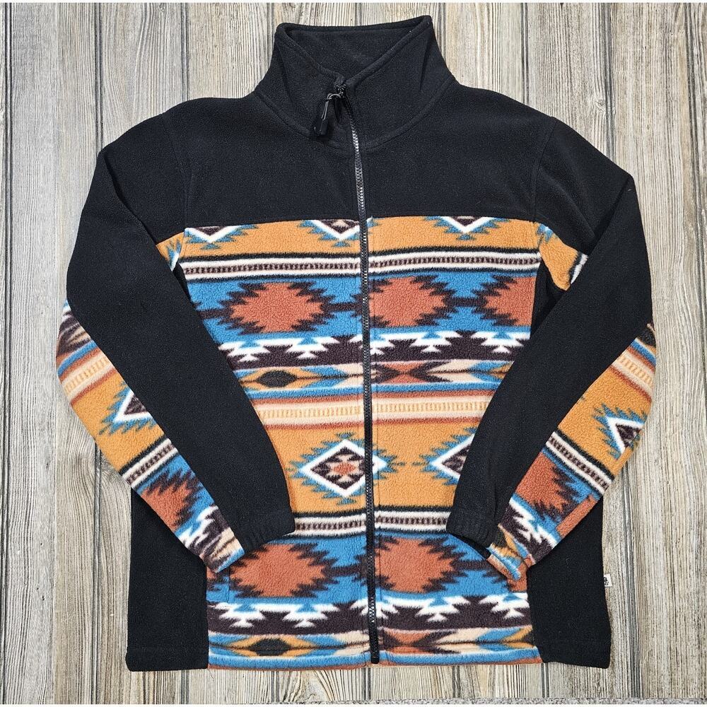 Angderson Men's Small Aztec Southwest Pattern Long Sleeve Full Zip Fleece Sz S
